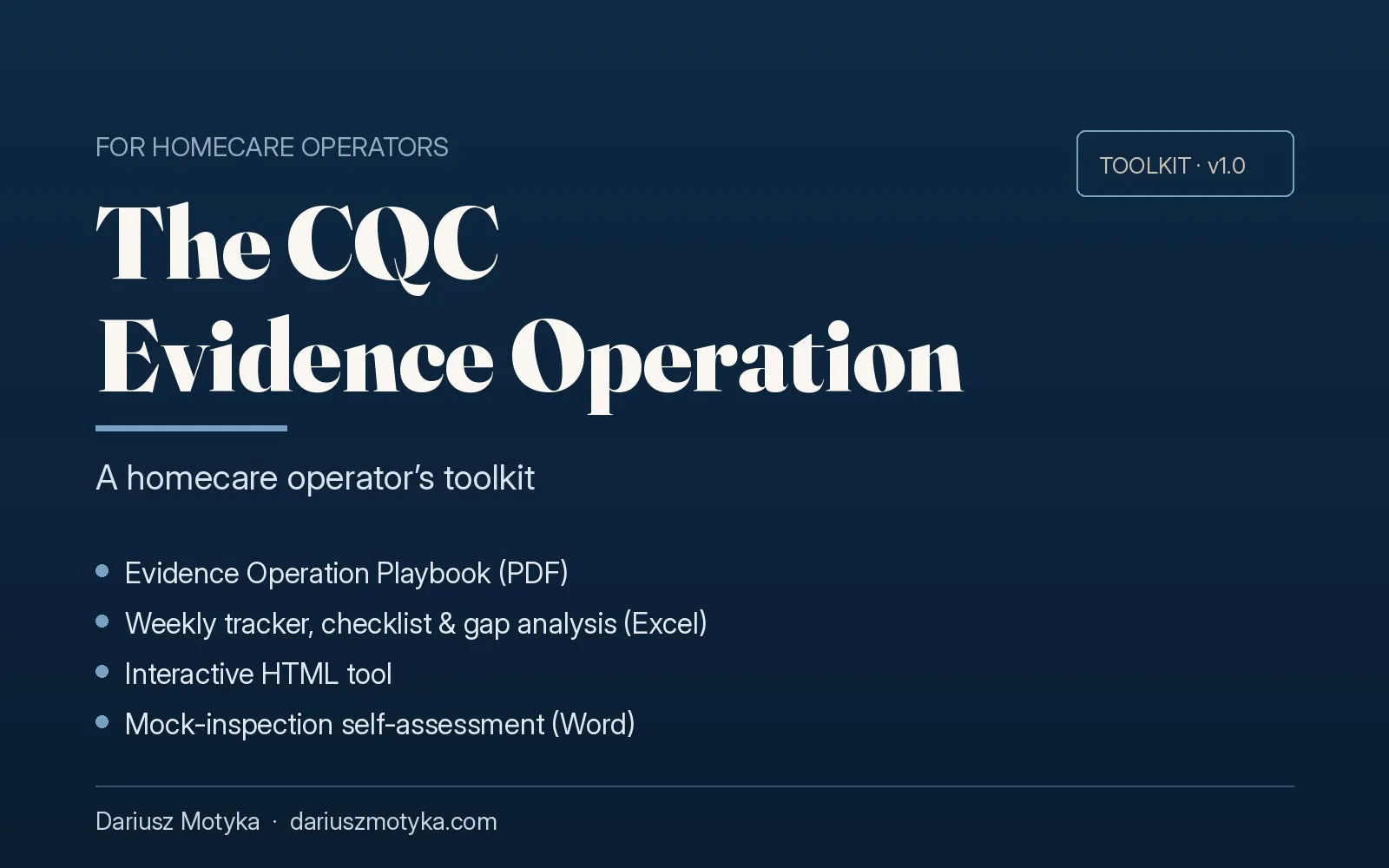 The CQC Evidence Operation toolkit — cover